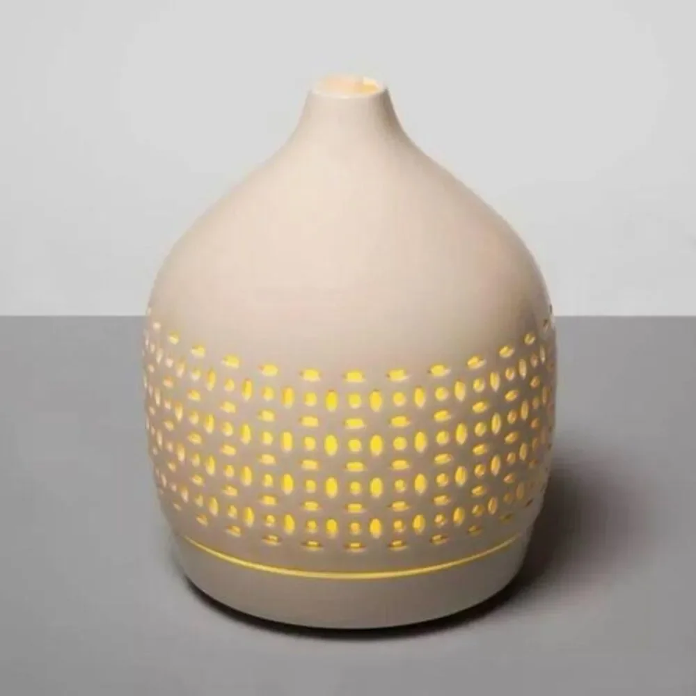 300ml Cutout Ceramic Color-Changing Oil Diffuser White Internal Light‎
